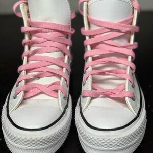 Converse High-Top Sneakers with Pink Laces (worn once)